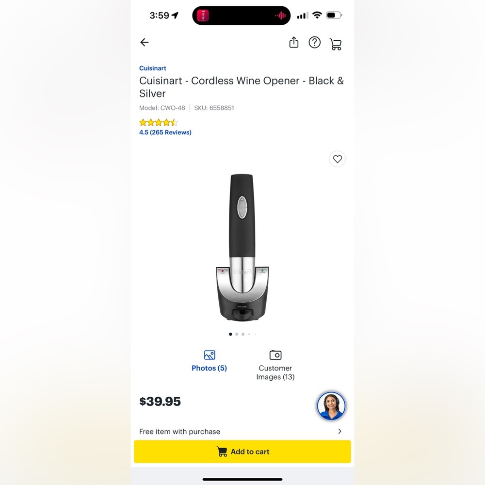 Cuisinart electric wine opener